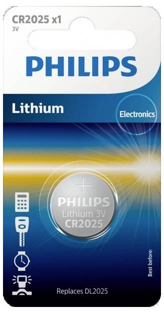 PHILIPS  Pile CR2025 / DL2025  Bouton Lithium 3V