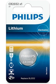 PHILIPS  Pile CR2032 / DL2032  Bouton Lithium 3V