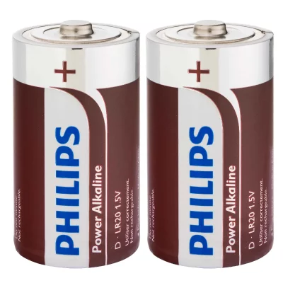 PHILIPS  Piles LR20 / D Powerlife Alcaline - 1,5 V - Pack de 2 