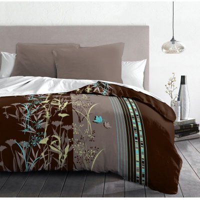 HOME LINGE PASSION PHILOSOPHIE Parure de couette microfibre - Chocolat - 220x240 cm