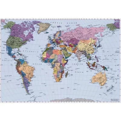KOMAR Photo murale de  World Map - Taille: 270 x 188 cm - color&eacute;