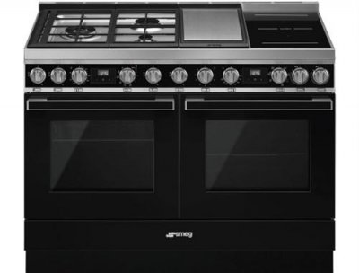 SMEG Piano de cuisson  PORTOFINO 120CM MIXTE NOIR - CPF120IGMPBL
