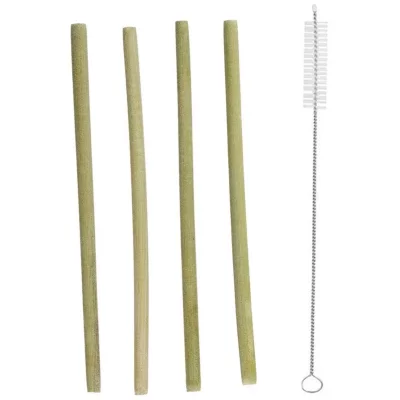 COOK CONCEPT Pick & Drink - 4 pailles en bambou avec goupillon