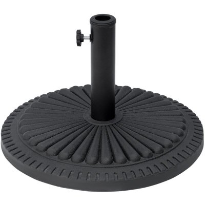 OUTSUNNY Pied de parasol rond motif rosace &Oslash; 49 cm 15 Kg ciment HDPE noir