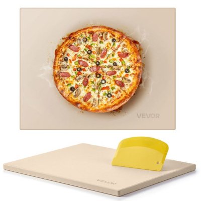 VEVOR Pierre &agrave; Pizza Rectangulaire en Cordi&eacute;rite 38x30x1,5cm Grattoir Multifonctionnel