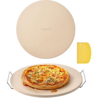 VEVOR Pierre &agrave; Pizza Ronde en Cordi&eacute;rite--406 cm-avec Support Durable et Grattoir PP-&Eacute;paisseur 17 cm