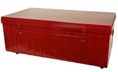 Pierre Henry - Table basse en acier sur roulettes Habitat 90 cm rouge