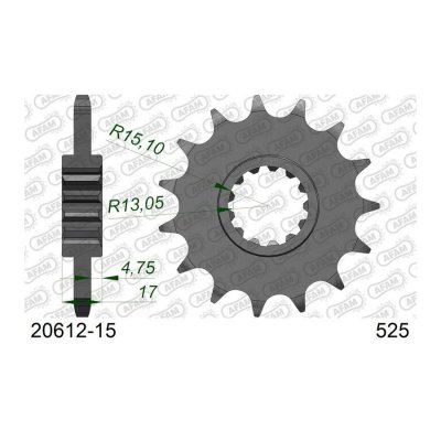 AFAM Pignon  15 Dents Acier Type 20612 Pas 525 Honda Cb 600 F Hornet