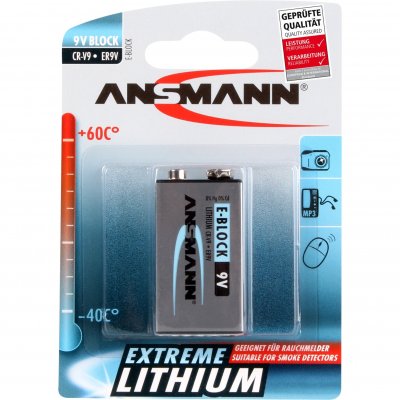 ANSMANN Pile EXTREME LITHIUM 9V Bloc-E (6AM6), 10,8V 