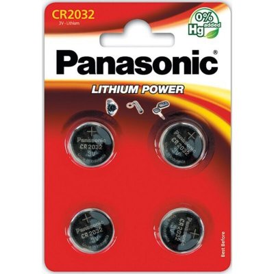 PANASONIC Pile Lithium CR2032 3V, 4 pi&egrave;ces en blister (CR-2032EL/4B) - 
