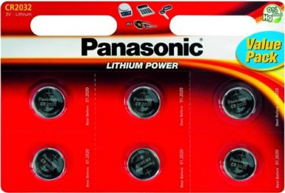PANASONIC Pile lithium CR2032 3V, blister de 6 pi&egrave;ces (CR-2032EL/6B) - 