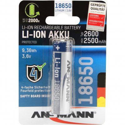 ANSMANN Pile rechargeable sp&eacute;ciale 18650 Li-Ion 18650 9,36 Wh 3.7 V 2600 mAh
