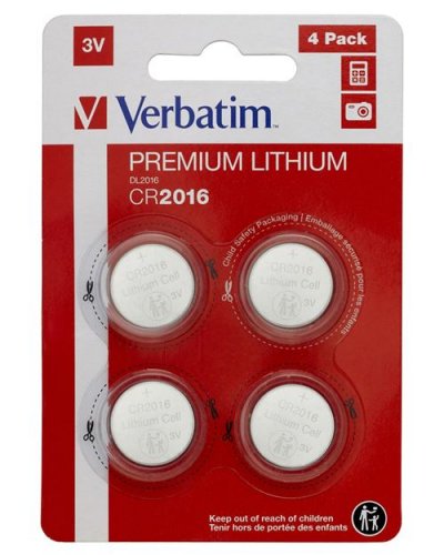 VERBATIM Pile  CR2016 - Pile au lithium 3V (pack de 4)