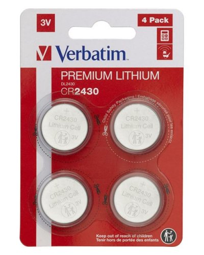 VERBATIM Pile  CR2430 - Pile au lithium 3V (pack de 4)