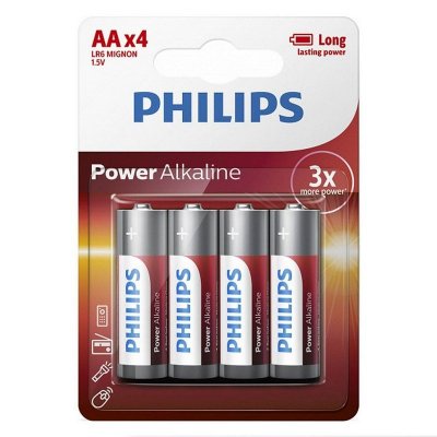 PHILIPS Piles alcalines  Alcaline Power AA LR06 1,5 V Pack 4 unit&eacute;s