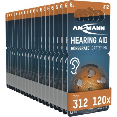 ANSMANN Piles pour appareil auditif  type 312 marron lot de 120 - P312 ZL3 PR41