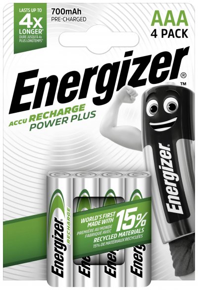 ENERGIZER Piles Rechargeables  Power Plus AAA/LR3 700 mAh, pack de 4