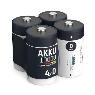 ANSMANN Piles rechargeables Mono d Type 10000 1,2 v NimH (lot de 4) - 