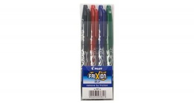 PILOT  Frixion Ball 0,7 Mm - Pochette De 4 - Noir/Rouge/Bleu/Vert