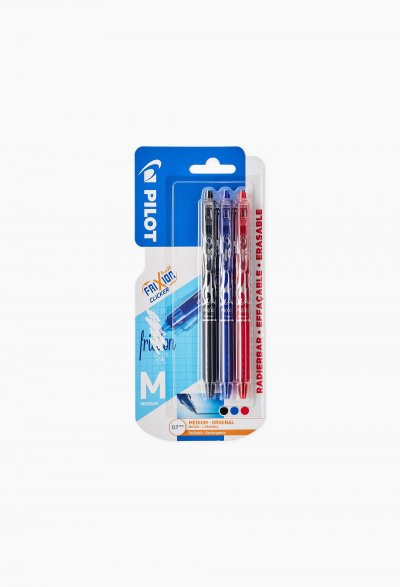 PILOT  - Frixion Ball Clicker Moyen - Encre Bleue - Noire - Rouge - X3