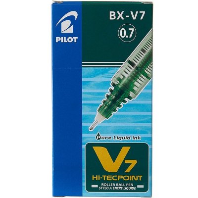 PILOT  Hi-Tecpoint Bx-V7 Lot De 12 Stylo Roller Pointe Tubulaire 0,7 Mm Encre Liquide Vert