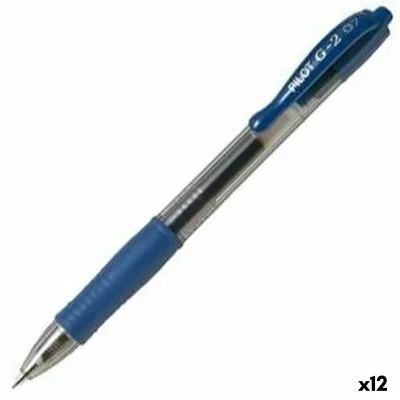 PILOT  Lot de 12 Stylos bille &agrave; encre gel G2 07 Pte Moyenne Bleu