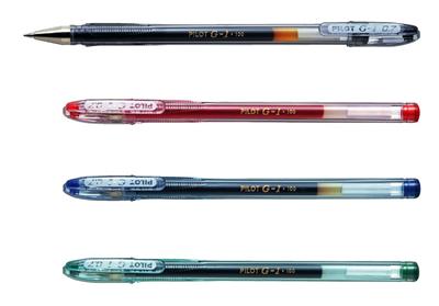 PILOT  Lot de 3 Stylos &agrave; bille G1-07 pointe moyenne encre gel bleue
