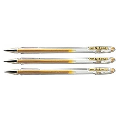 PILOT  Lot de 3 Stylos &agrave; bille G1-07 pointe moyenne encre gel Or