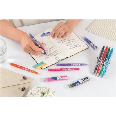 PILOT  Lot de 5 Stylos Roller FRIXION POINT CLICKER Pointe Fine Bleu