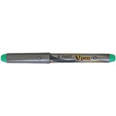 PILOT  Lot de 6 Stylos Plume V-Pen SILVER Jetable Plume moyenne Vert