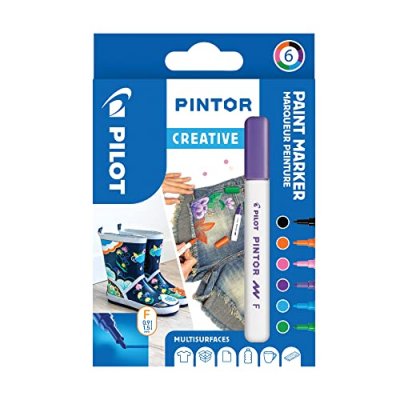 PILOT   marqueur &agrave; pigment pintor, fin, set de 6 ""fun mix"" noir