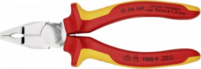KNIPEX Pince 160mm Avec Tranchant - Gaine Bi-mati&egrave;re - Chrom&eacute;e Isol&eacute;e 1000v