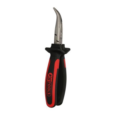 KS TOOLS Pince &agrave; becs demi-ronds coud&eacute;, &agrave; poign&eacute;e bi-composants, L. 210 mm