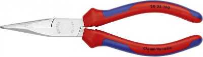 GENERIQUE Pince &Agrave; Becs Longs Demi-ronds 190mm - Gainage Bi-mati&egrave;re - Chrom&eacute;e