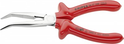 KNIPEX Pince Becs Demi-ronds 200mm Coud&eacute;s - Chrom&eacute;e - Surmoul&eacute; - Isol&eacute;e 1000v