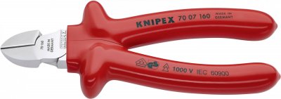 KNIPEX Pince Coupante De C&ocirc;t&eacute; 160mm - Surmoul&eacute; - Isol&eacute;e 1000v - Chrom&eacute;e
