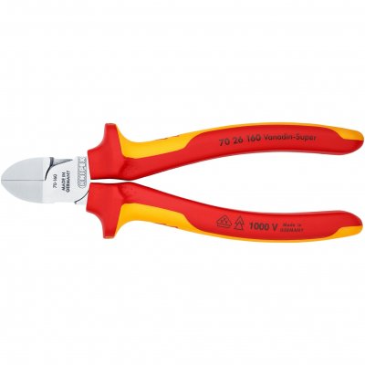 KNIPEX Pince Coupante De C&ocirc;t&eacute; Petit Biseau 160mm - Chrom&eacute;e - Isol&eacute;e 1000v