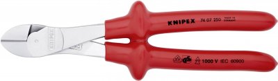 KNIPEX Pince Coupante D&eacute;multipli&eacute;e 250mm - Chrom&eacute;e - Surmoul&eacute; - Isol&eacute;e 1000v