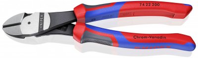 KNIPEX Pince coupante diagonale &agrave; forte d&eacute;multiplication avec facette 74 22 200 200 mm