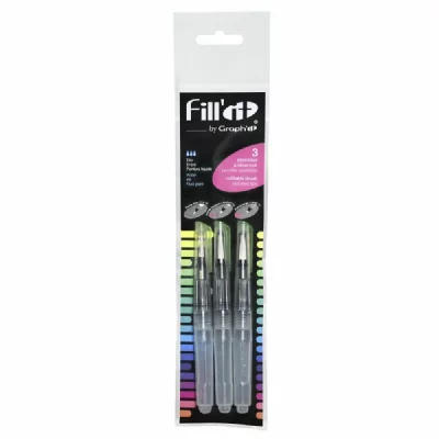 GRAPHIT Pinceaux &agrave; r&eacute;servoir, pointes assorties - Lot de 3