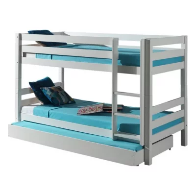 PARIS PRIX PINO Lit enfant superpos&eacute; 90x200 cm + lit gigogne - Blanc