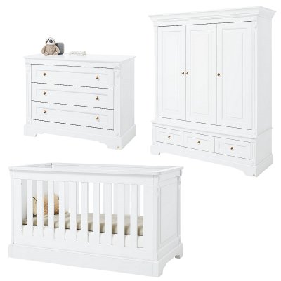 PINOLINO  Chambre b&eacute;b&eacute; trio lit armoire 3 portes commode Emilia Gold bois large 70x140 cm