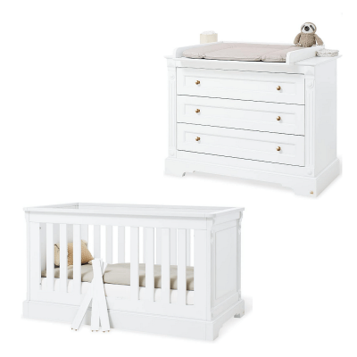 PINOLINO  Ensemble lit enfant commode &agrave; langer Emilia Gold bois large 70x140 cm