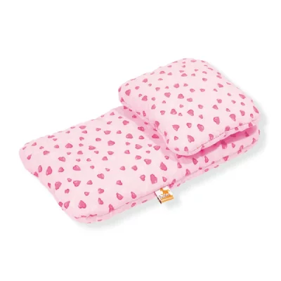 PINOLINO  Literie pour poussette de poup&eacute;es Herzchen rose 2 pi&egrave;ces