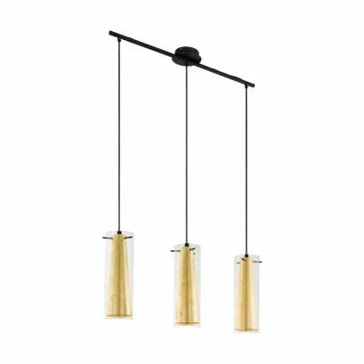 EGLO Pinto plafonnier suspendu &agrave; 3 lampes, barre droite, noir