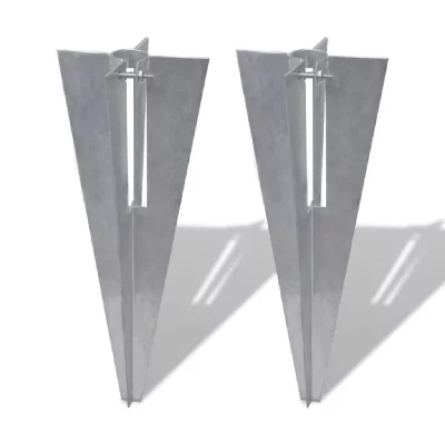 VIDAXL Piquets de poteau de cl&ocirc;ture 2 pcs Acier  n/a