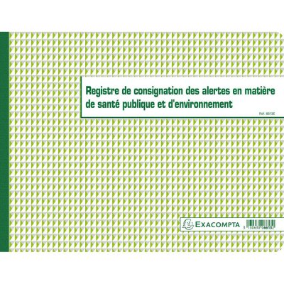 EXACOMPTA Piq&ucirc;re Registre De Consignation Des Alertes 24x32cm