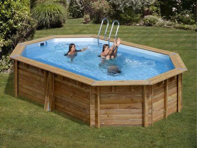 GRE Piscina de madera ovalada  Canelle 2 551x351x119 cm