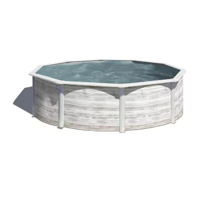 GRE Piscine acier aspect bois Gr&eacute; Finlande &oslash;3 70 x h.1 22 m