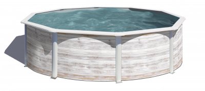GRE Piscine acier aspect bois Gr&eacute; Finlande &oslash;4 80 x h.1 22 m